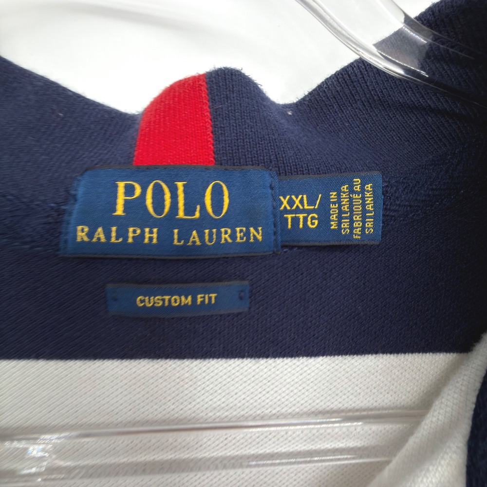 Polo Ralph Lauren Big Pony USA Flag Rugby Polo Shirt Custom Fit XXL Navy White - Picture 4 of 11
